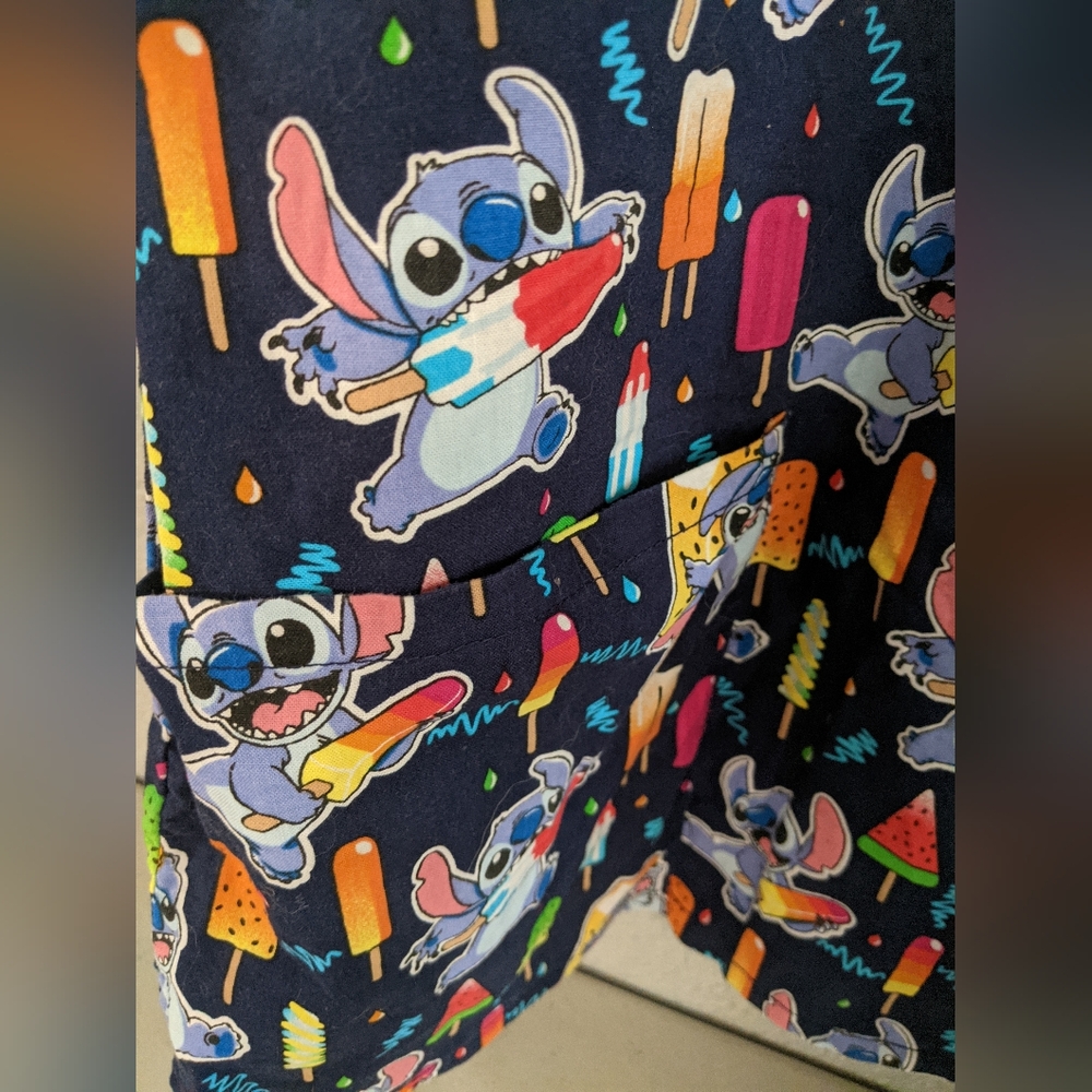 Disney Lilo Stitch Scrub Top Medical Office Uniform Patriotic Costume Cute - Picture 3 of 9